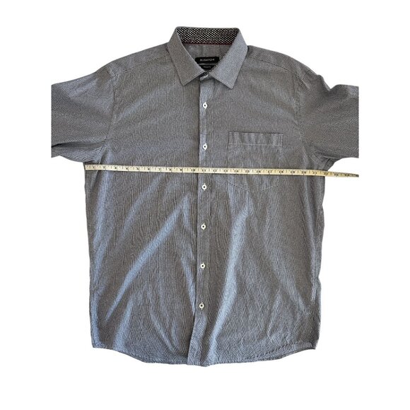Bugatchi Mens Classic Fit Cotton Button Up Dress Shirt Blue White Pattern M - Picture 14 of 14